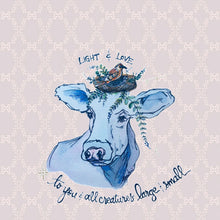 Load image into Gallery viewer, Light & Love Wrapping Paper Cow Bird Butterflies All Creatures Large and Small