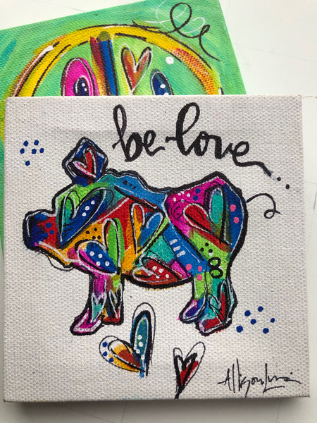 Mini Heart Art Painting Piggie - be love MAGNET