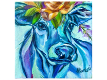 Load image into Gallery viewer, Blue Cow Named Smile - 6 x 6
