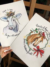 Load image into Gallery viewer, Original Watercolor Painting Cow and Bird Art Light and Love