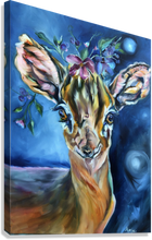 Load image into Gallery viewer, Doe Garden Fairy Deer with Flower CRown Oil Painting Allie for the Soul Allison Luci Art Magical Artwork Mystical Nursery Room Art Decor
