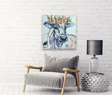 Load image into Gallery viewer, Heidi Cow with Flower Crown Gallery Wrapped Canvas Print