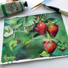 Load image into Gallery viewer, Strawberry Fields Forever Original Oil Painting 5" x 7" on Paper