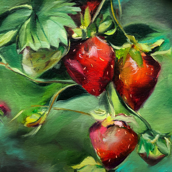 Strawberry Fields Forever Original Oil Painting 5" x 7" on Paper