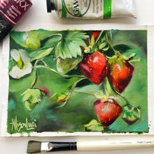Load image into Gallery viewer, Strawberry Fields Forever Original Oil Painting 5" x 7" on Paper