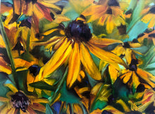 Load image into Gallery viewer, End of Summer Beauty Black Eyed Susans Giclee Paper of Original Oil Painting Multiple Sizes