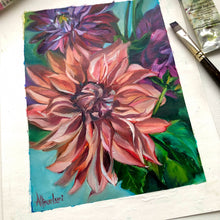 Load image into Gallery viewer, "Standout" Dahlia Original Oil Painting 6" x 8" on 8" x 10" Paper (Also Available with frame)