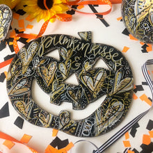 Load image into Gallery viewer, Halloween Heart Art 'Pumpkin Kisses" - Large Pumpkin Decoration