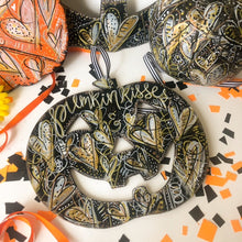 Load image into Gallery viewer, Halloween Heart Art 'Pumpkin Kisses" - Large Pumpkin Decoration