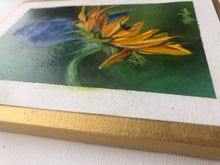 Load image into Gallery viewer, Sunflower and Bluebird "Magnet for Miracles" Original Oil Painting 4" x 6" on 6" x 8" Paper (Also Available with framing options)