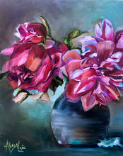 Load image into Gallery viewer, "Bloom with Grace" Peonies Original Oil Painting 8” x 10” on Cradleboard
