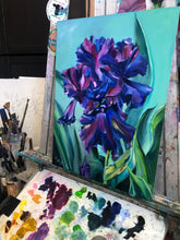 Load image into Gallery viewer, Purple Iris Painting 12" x 16" Oil on Gessoboard