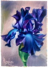 Load image into Gallery viewer, Purple Iris Painting 5" x 7" Oil on Paper
