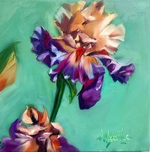 Load image into Gallery viewer, Discovered Treasure Iris Flower Painting Gallery Wrapped Canvas of Oil Original Allison Luci
