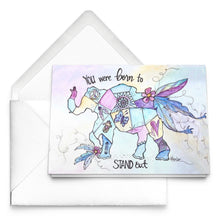 Load image into Gallery viewer, Inspirational Elephant Greeting Cards - Born to Stand Out; Set of 10, 30