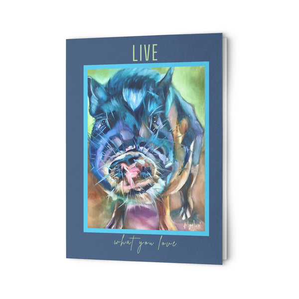 Nester Pig Portrait Inspirational Cards (Set of 10 Full Size) Live what you Love Outsiders Farm and Sanctuary