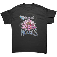 Load image into Gallery viewer, no mud no lotus t shirt dragonfly stardust
