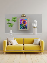Load image into Gallery viewer, Psychedelic Sunflower Oil Painting Giclee Print on Paper - multiple sizes - Bold Bright Flower Art Print
