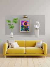 Load image into Gallery viewer, Psychedelic Sunflower Oil Painting Giclee Print on Paper - multiple sizes - Bold Bright Flower Art Print