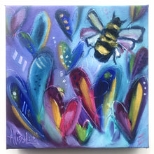 Load image into Gallery viewer, Bee Happy Square Original Oil Painting 8&quot; x 8&quot;
