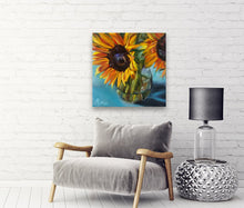 Load image into Gallery viewer, sunflower painting large gallery wrapped canvas print affordable art for home decor allison luci allie for the soul flowers bright illuminating yellow pantone color