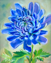 Load image into Gallery viewer, Blue Bold Chrysanthemum Gallery Wrapped Canvas