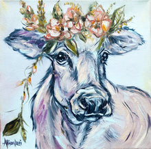 Load image into Gallery viewer, Heidi Cow Oil Painting 12x12
