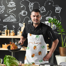 Load image into Gallery viewer, mind your peas and carrots began vegetariuan kitchen apron chef gift with allison luci original art