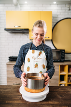 Load image into Gallery viewer, keep calm and carrot on vegan vegetarian kitchen apron with allison luci original art