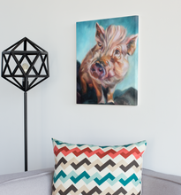 Load image into Gallery viewer, Penny Lane Pig Art Reproduction on Gallery Wrapped Canvas Print from Original Painting for Arthur's Acres Animal Sanctuary
