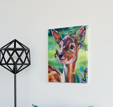 Load image into Gallery viewer, Deer Art Flower Crown Doe Painting Oil Painting allie for the soul Allison Luci Art Deer Lover Interior design modern country farmhouse decor