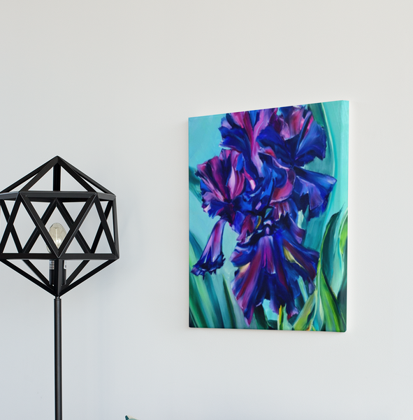 Bold Contemporary Art Print Canvas  Iris Purple Blue Violet Flower Dance Art Alllison Luci