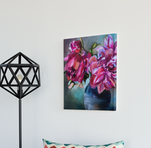 Load image into Gallery viewer, pink peonies flower art bold art canvas prints alliison luci allie for the soul magenta interior design
