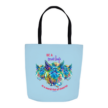 Load image into Gallery viewer, Be a Fruit Loop Tote Bag with Colorful Pig Portrait - Light Blue