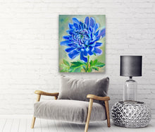 Load image into Gallery viewer, Blue Bold Chrysanthemum Gallery Wrapped Canvas