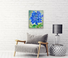 Load image into Gallery viewer, Blue Bold Chrysanthemum Gallery Wrapped Canvas