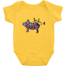 Load image into Gallery viewer, Be Love Piggie Filled with Heart Art Baby Onesie - 4 Colors
