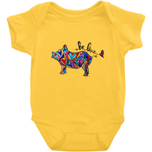 Load image into Gallery viewer, Be Love Piggie Filled with Heart Art Baby Onesie - 4 Colors