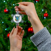 Load image into Gallery viewer, Colorful Sanctuary Pig Art Pewter Snowflake Ornament