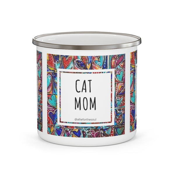 Cat Mom Enamel Mug