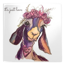 Load image into Gallery viewer, It's Just Love Metal Magnet with a Sweet Goat