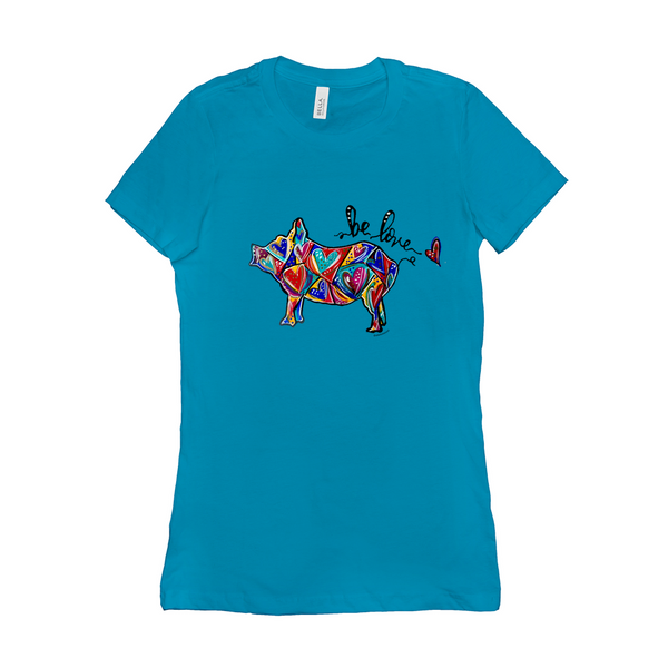 Pig Love Women's Slim Fit T-Shirt with Allie for the Soul Heart Art - 3 Colors