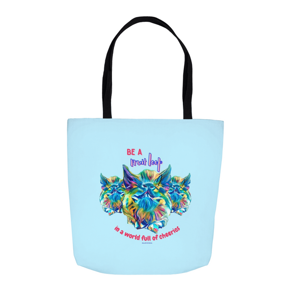 Be a Fruit Loop Tote Bag with Colorful Pig Portrait - Light Blue
