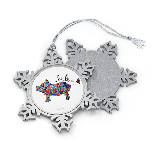 Piggie Be Love Pewter Snowflake Ornament