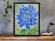 Load image into Gallery viewer, Blue Bold Chrysanthemum Gallery Wrapped Canvas