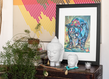 Load image into Gallery viewer, Pig art-painting whimisical home decor interior design allison luci frida kahlo inspired bold fun farm art