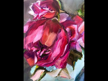 Load and play video in Gallery viewer, &quot;Bloom with Grace&quot; Peonies Original Oil Painting 8” x 10” on Cradleboard
