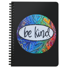 Load image into Gallery viewer, be kind heart art rainbow colorful notebook journal black