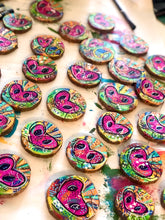 Load image into Gallery viewer, Pig Snout Heart Ornaments Hand Painted on Tree Slices