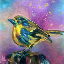 Load image into Gallery viewer, A Little Birdie Told Me Square Original Oil Painting 6" x 6" - Playful Series